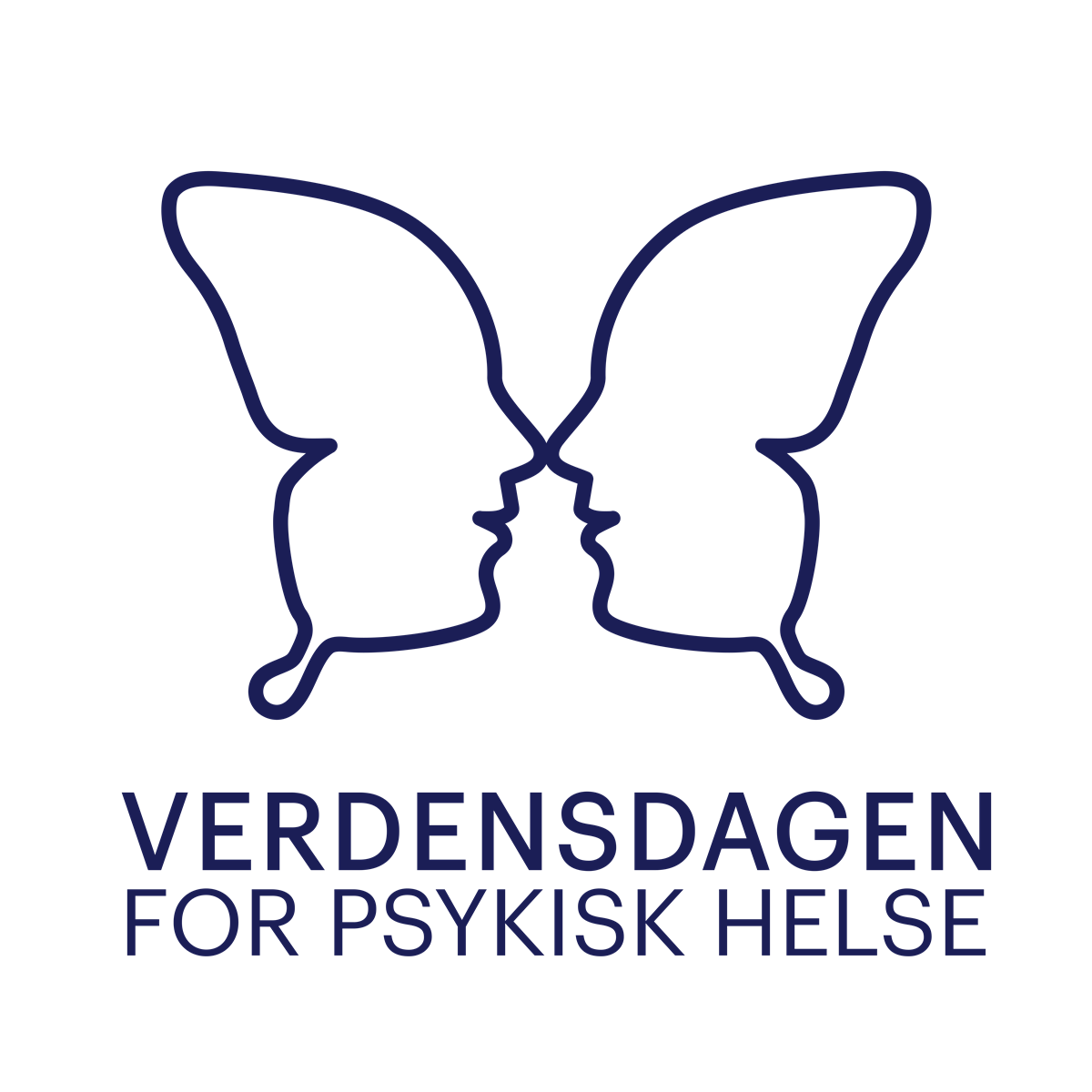 Lilla logo som viser en sommerfugl, og teksten Verdensdagen for psykisk helse - Klikk for stort bilde